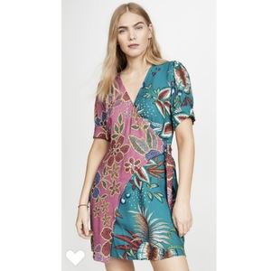 Farm Rio Floral Sparkle Mixed Wrap Dress